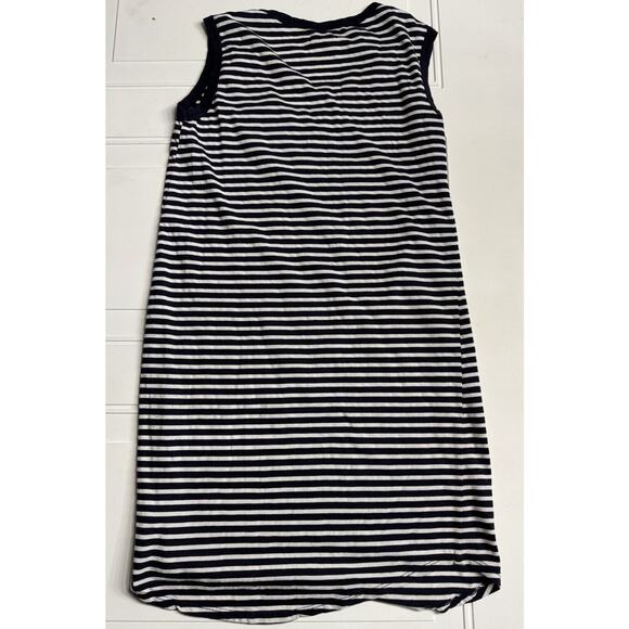 Velvet Graham & Spencer Sleeveless T Shirt Mini Dress Sz S Striped White Blue - Picture 3 of 4
